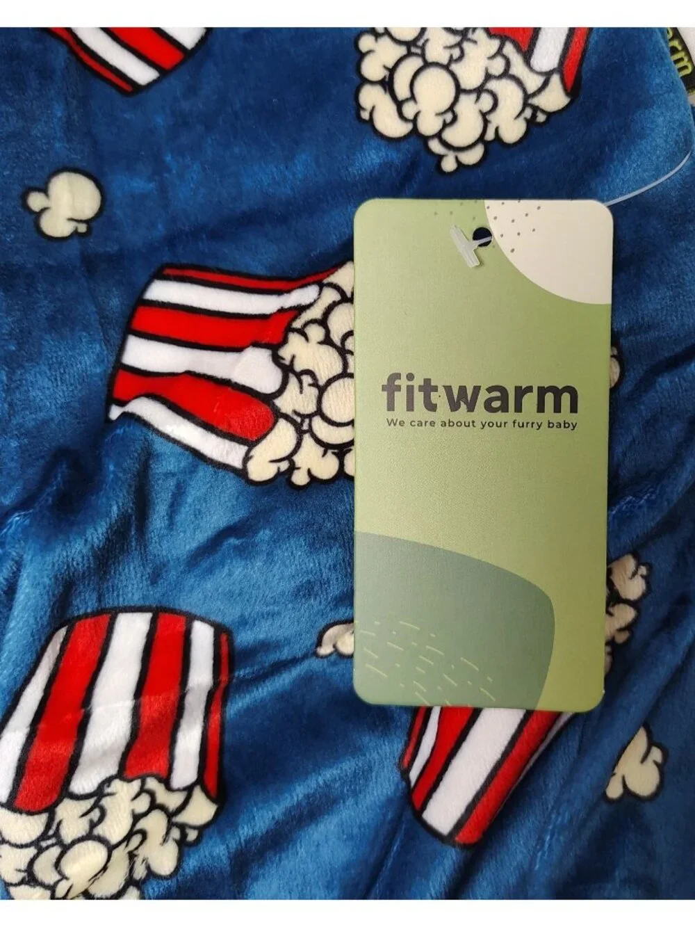 Fitwarm Dog Small Blue Velour Popcorn Print Pet Pajamas